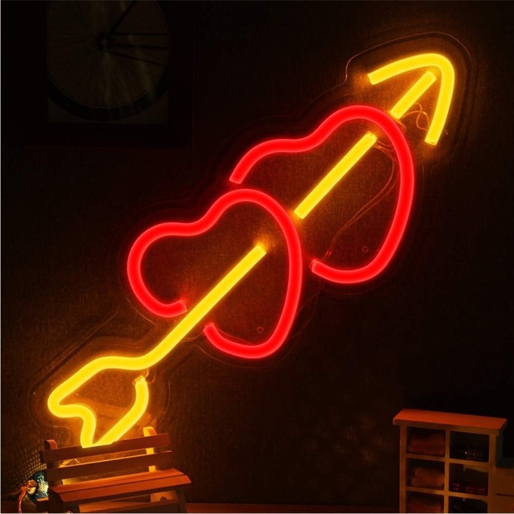 Neon Cupid Heart Couple Valentines Love Retro 90s Party Festival LED USB Light - Picture 6 of 6